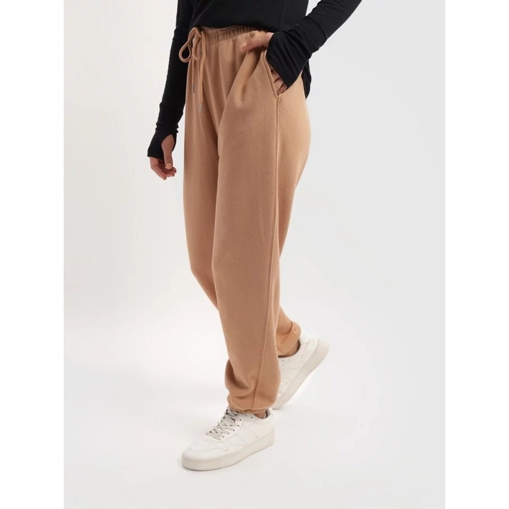 Aerie The Chill Jogger Beach Dune Tan Drawstring High Rise Relaxed Pants Women M